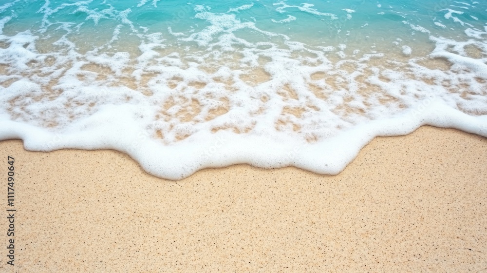 Stunning Beach Scene: Gentle Waves Kissing the Golden Sand Stunning Beach Scene: Gentle Waves Kissing the Golden Sand