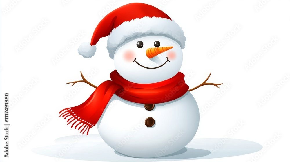 Cheerful Snowman Illustration - Festive Winter Character Design Cheerful Snowman Illustration - Festive Winter Character Design