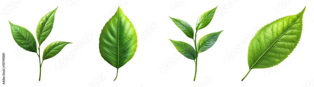 Green Leaves Collection on Transparent Background Green Leaves Collection on Transparent Background