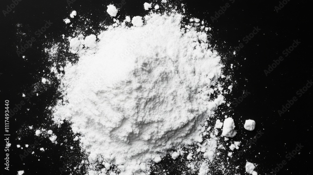 A Heap of White Flour on a Dark Surface A Heap of White Flour on a Dark Surface