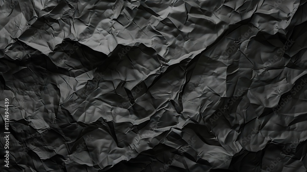 Black paper texture. Dark black wrinkled paper texture Black paper texture. Dark black wrinkled paper texture