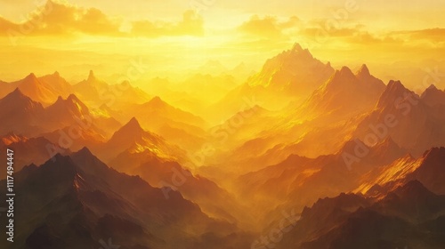 Golden Sunrise Mountain Range