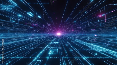 Wallpaper Mural Digital Highway: Abstract Network Data Flow Torontodigital.ca