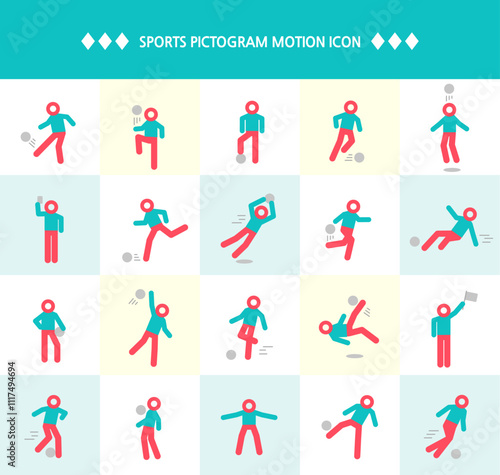 Sports Football Motion Pictogram Icon