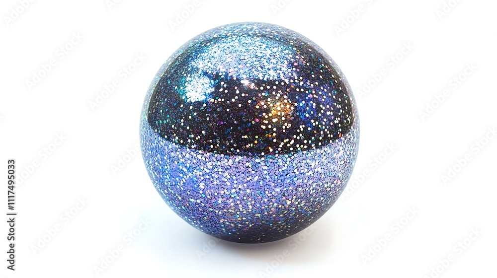 Blue and Black Glitter Sphere on White Background Blue and Black Glitter Sphere on White Background