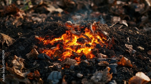 Glowing Embers in Autumn Leaves.