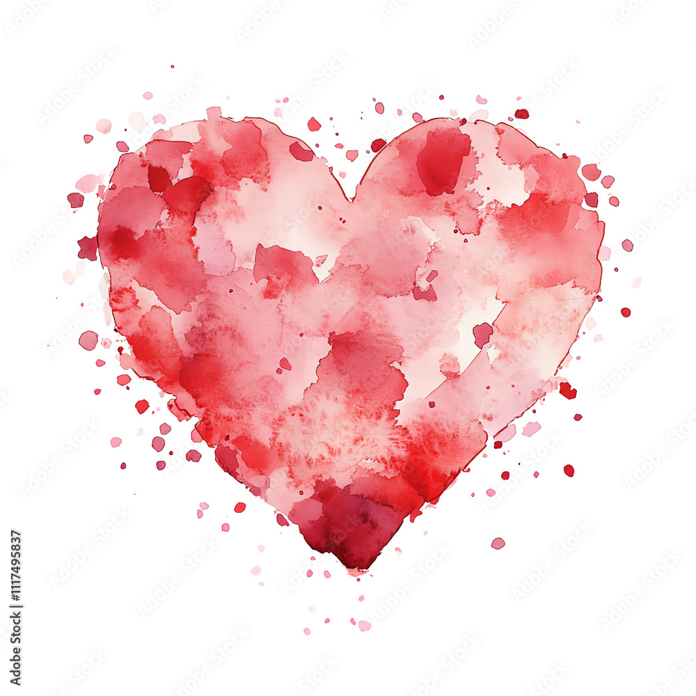 Red watercolor heart, transparent background Red watercolor heart, transparent background