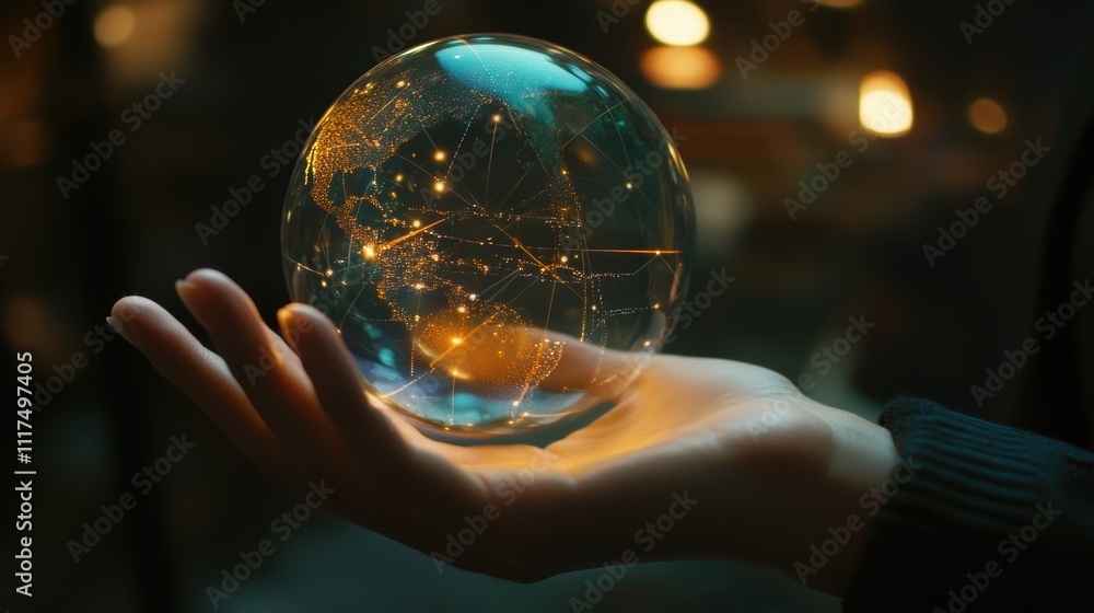 Fototapeta premium Global Network Connection in Hand