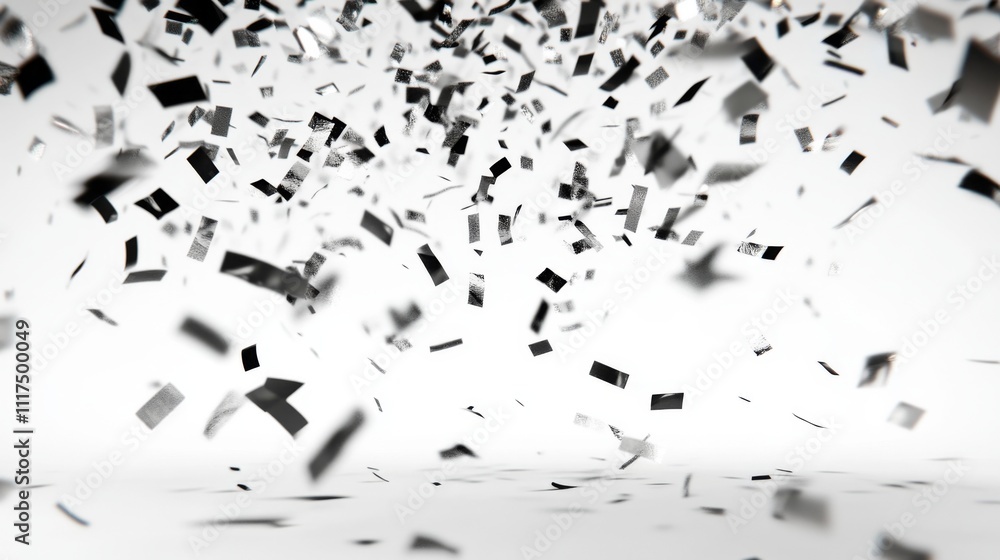 Black and Silver Confetti Falling Background Design Black and Silver Confetti Falling Background Design