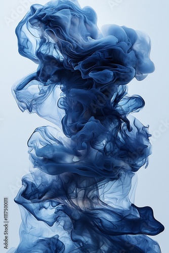 Ethereal Blue Fluid Flow Smooth Minimalist Abstract Digital Art