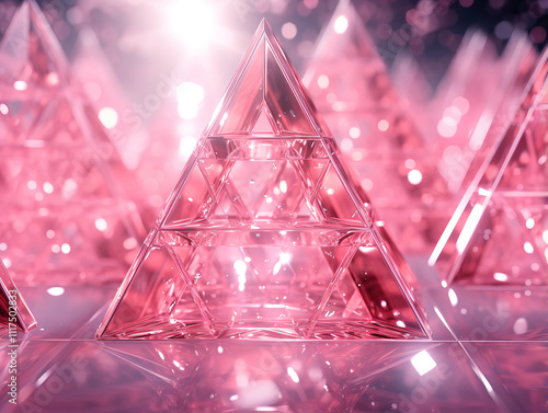 Excellent Sierpinski triangle fractal in glossy pink photo