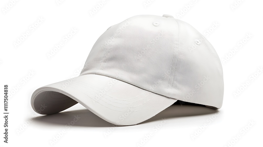 White Baseball Cap Mockup on White Background White Baseball Cap Mockup on White Background