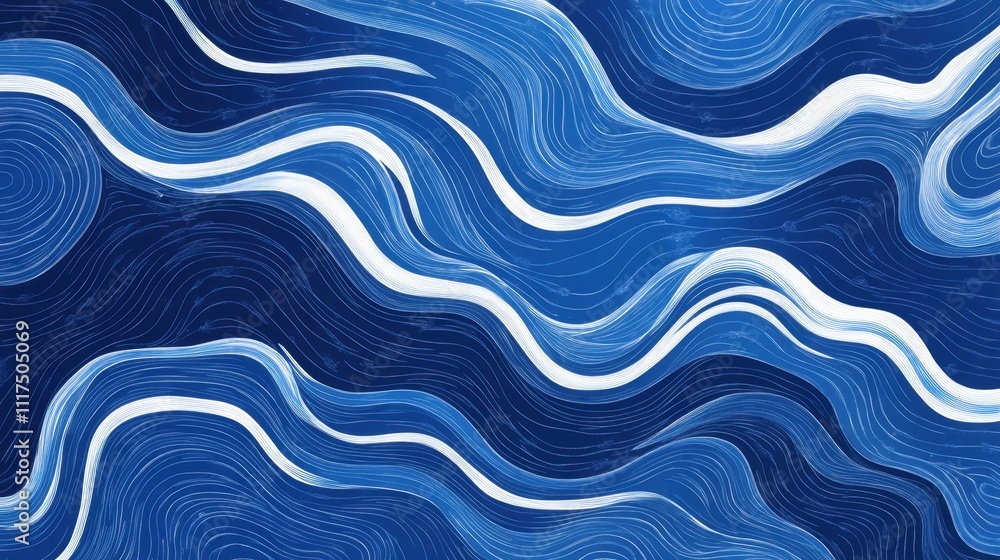 Fototapeta premium Abstract Blue Wave Pattern Background.