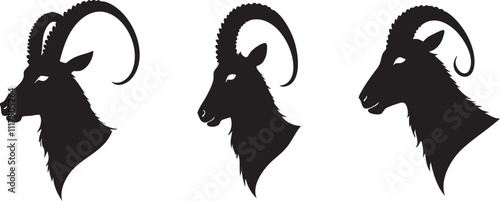 Minimalist Ibex Profile Silhouette
