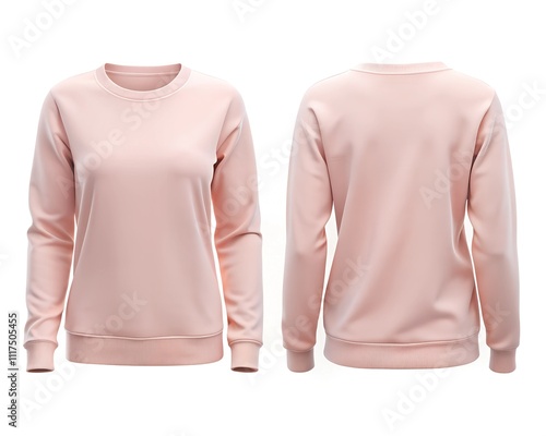 A stylish pastel pink sweater features a relaxed fit with long sleeves and a classic neckline. Ideal for layering or wearing alone, it combines comfort and elegance