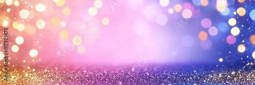 Colorful bokeh background with glittering lights in warm hues. Merry Christmas. Happy New Year.