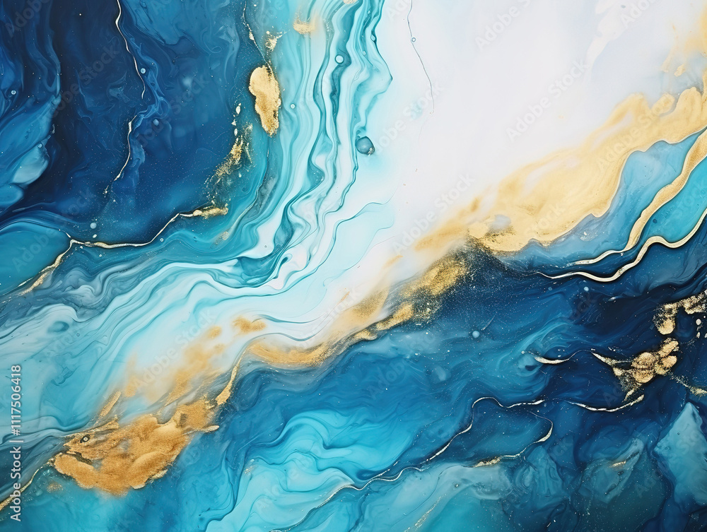 Unbelievable Abstract fluid art painting with alcohol ink blue white and gold colors Unbelievable Abstract fluid art painting with alcohol ink blue white and gold colors