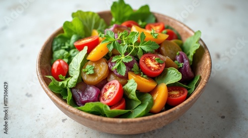 Colorful Fresh Salad Bowl Flat Lay