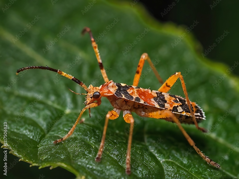Fototapeta premium Colorful Insect on a Green Leaf in Nature