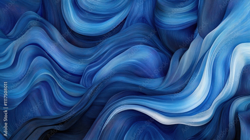Obraz premium Abstract Blue Wave Pattern, Swirling Lines, Elegant Texture Background.