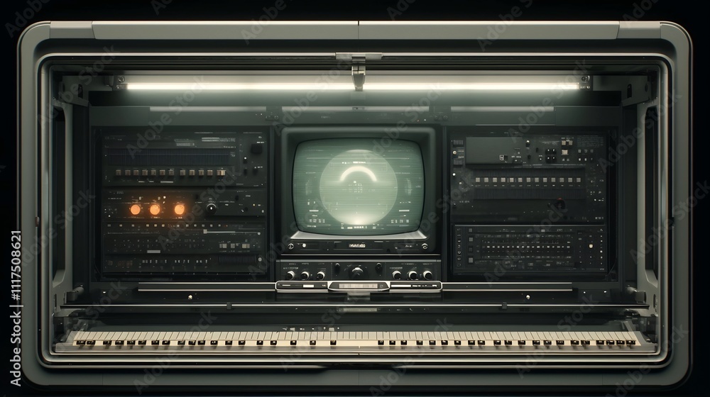 Obraz premium Vintage Analog Audio Mixing Console with Retro Knobs and Buttons