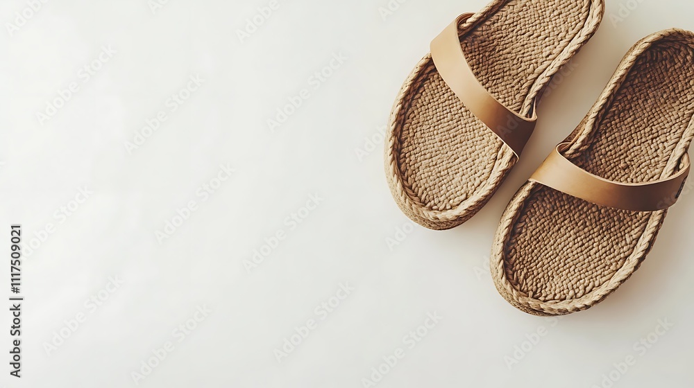 Summery Woven Sandals on a White Background Summery Woven Sandals on a White Background