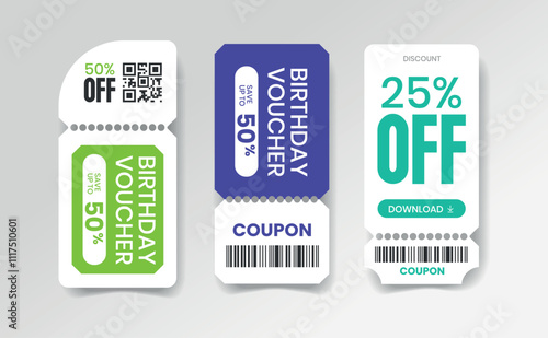 voucher design illustration promotion coupon. discount voucher, gift voucher, coupon, voucher element template and coupon for graphic design