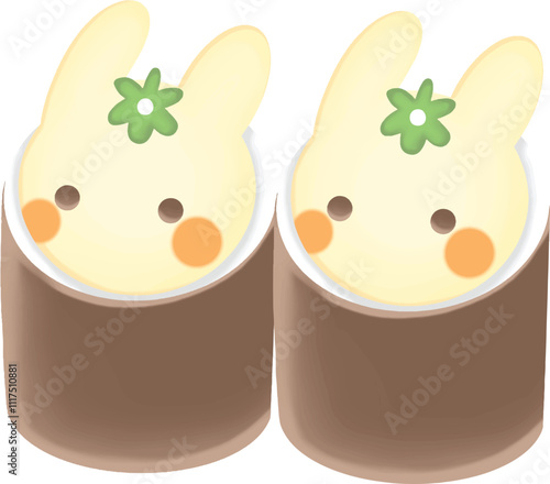 Two cute rabbit shaped sushi.eps