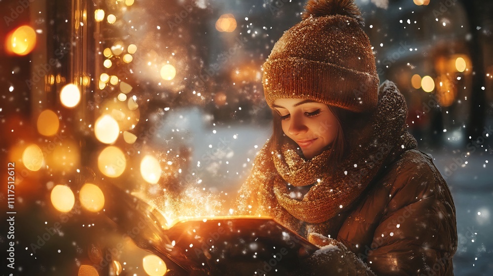 Cozy Winter Wonderland with Magical Holiday Lights and Festive Atmosphere Cozy Winter Wonderland with Magical Holiday Lights and Festive Atmosphere