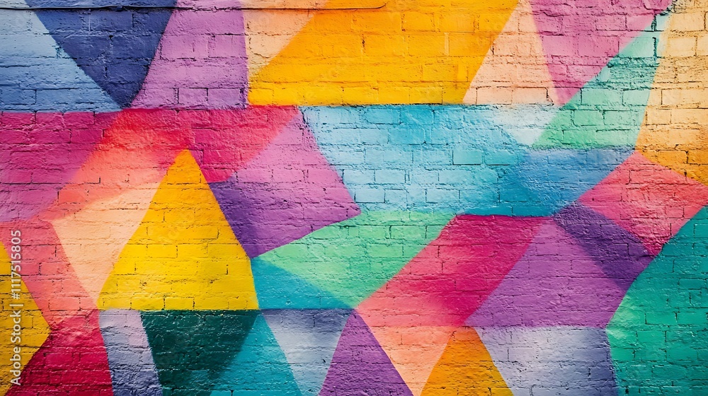 Fototapeta premium Abstract Brick Wall with Geometric Patterns