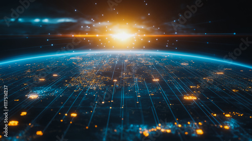 Abstract business Financial charts show a significant increase in profits in the stock market.This is driven by higher interest rates and continued growth. In the innovation world network of financial