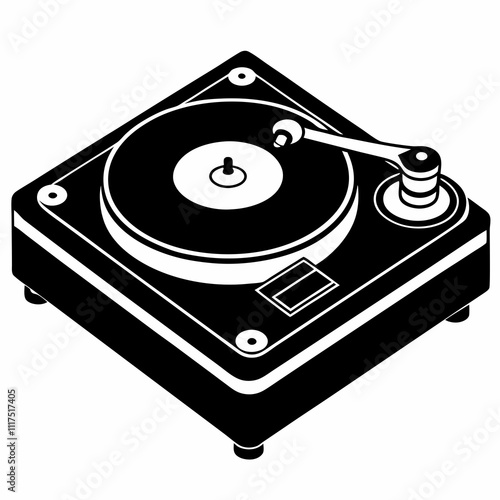 Black Turntable Silhouette on White Background