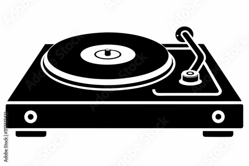 Black Turntable Silhouette on White Background