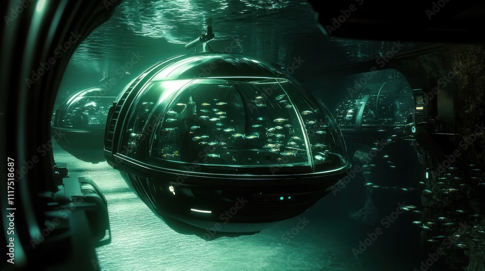 Underwater Submersible Vehicles Transporting Fish Underwater Submersible Vehicles Transporting Fish