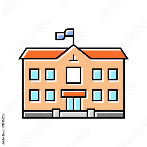 modern school building color icon vector. modern school building sign. isolated symbol illustration