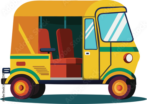 isolated tuk tuk vechicle indian auto rickshaw vector illustration graphic design art 