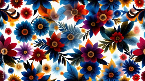 A colorful floral pattern with a white background