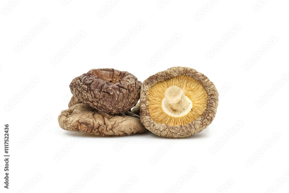 Dried Shiitake Mushroom on a white background Dried Shiitake Mushroom on a white background