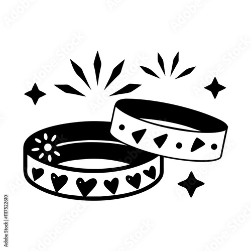 party wristbands silhouette, new year vector icon - silhouette vector art of party wristbands, symbolizing new year celebrations. new year silhouette.