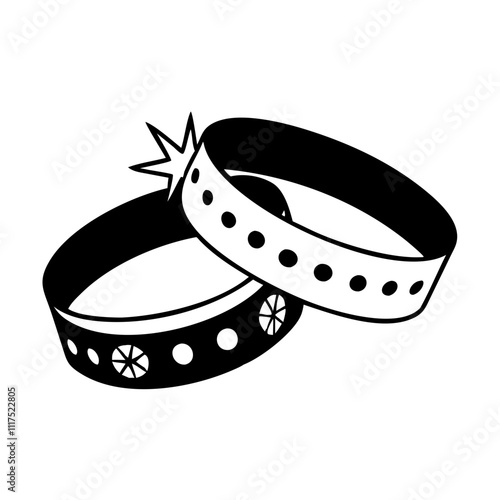 party wristbands silhouette, new year vector icon - silhouette vector art of party wristbands, symbolizing new year celebrations. new year silhouette.