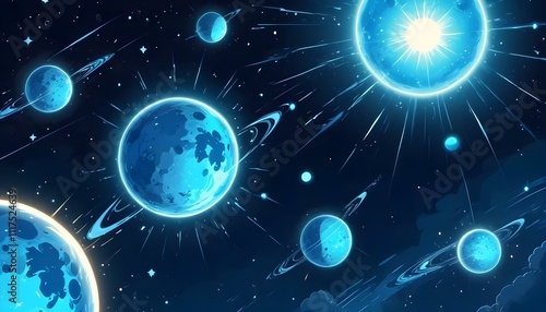 Clear Plain Shiny Warm Soft Vintage Bokeh Cloudy Wave Like Geometric Blue Background or Texture