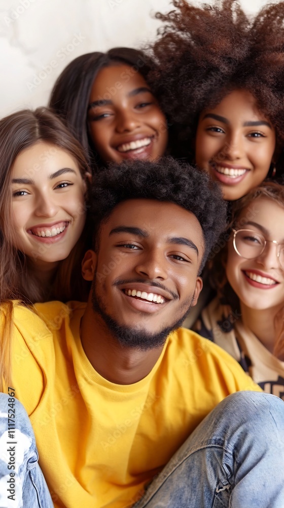 Cheerful Diverse Friends Bonding in Casual Togetherness Cheerful Diverse Friends Bonding in Casual Togetherness
