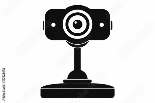 Webcam Stand Silhouette Vector on White Background