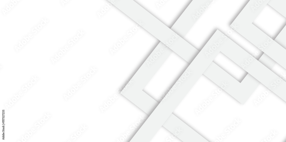 White abstract geometric background with white paper sheets soars as abstract spaces with rectangles, parallel stripes, perspective, shadows in simple strict modern material in triangle and square. White abstract geometric background with white paper sheets soars as abstract spaces with rectangles, parallel stripes, perspective, shadows in simple strict modern material in triangle and square.