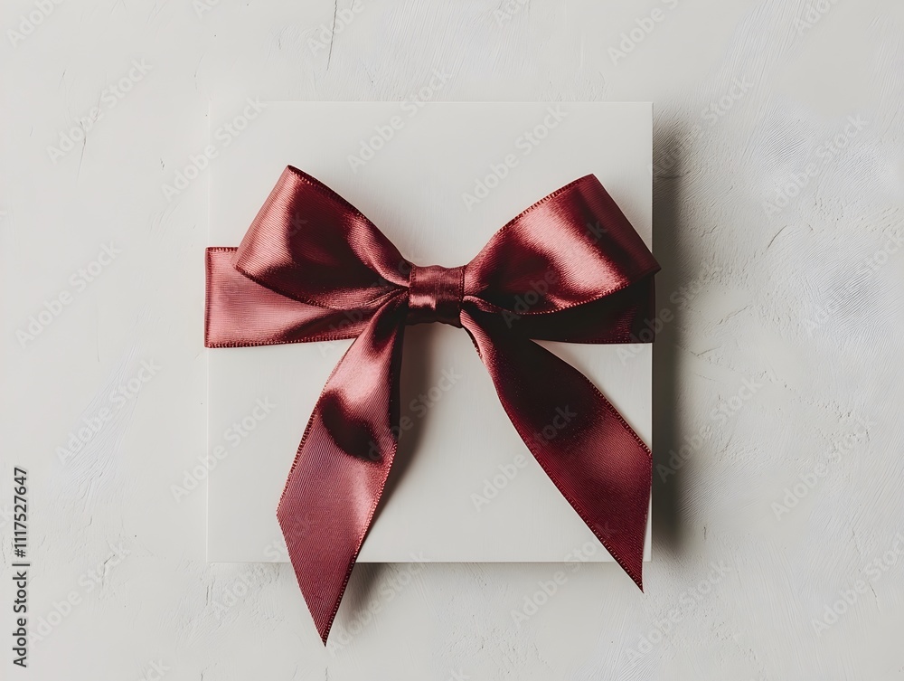 Close-up of Red Satin Bow on Gift Card Close-up of Red Satin Bow on Gift Card