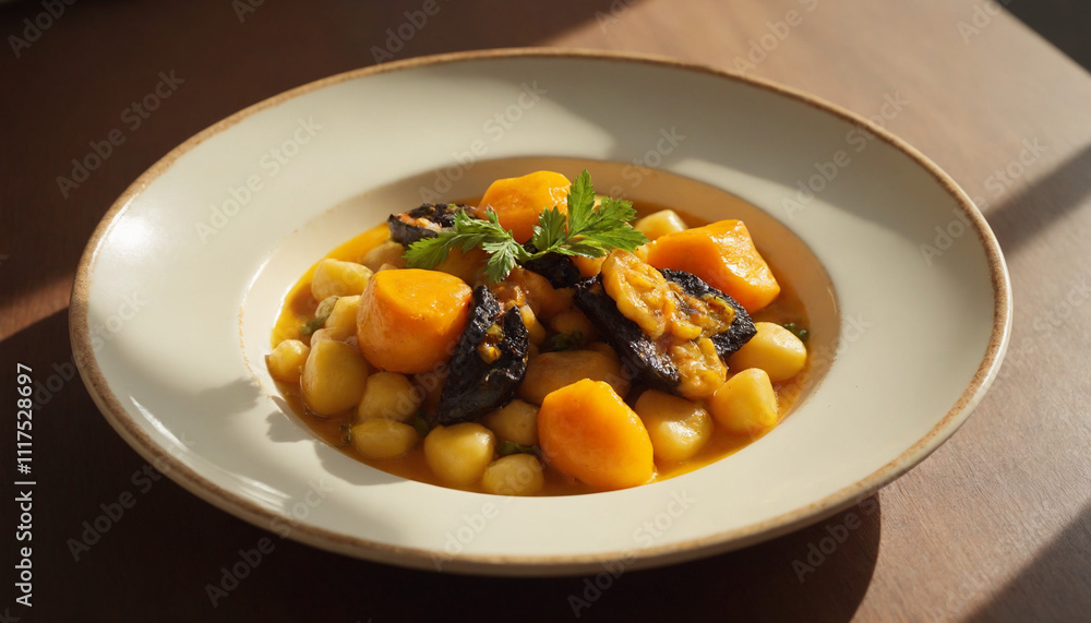 Ackee and Saltfish in Rustic Style in Warm Colors Representing Caribbean Cuisine Ackee and Saltfish in Rustic Style in Warm Colors Representing Caribbean Cuisine