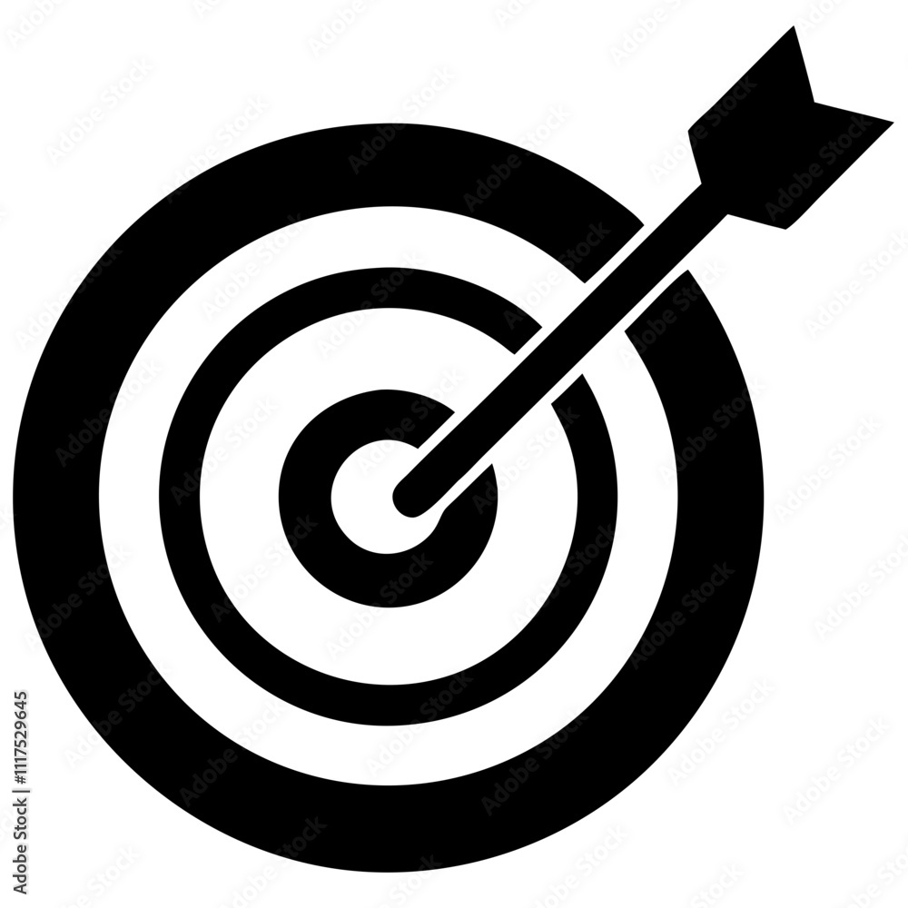 Business icon of a target with an arrow indicating goal achievement Business icon of a target with an arrow indicating goal achievement