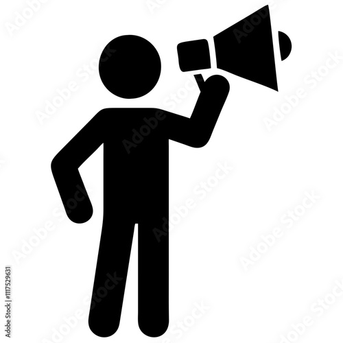 Business icon of a person with a megaphone in a promotional mood