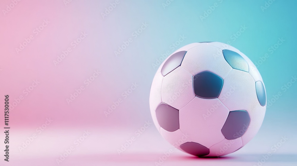 Naklejka premium Realistic 3D Model of a Single Soccer Ball on a Colorful Background
