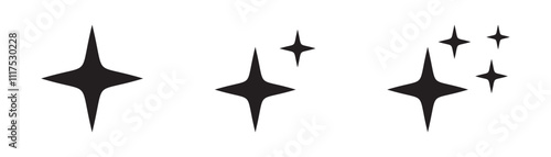 sparkle star icon set. simple star burst symbol. vector illustration.